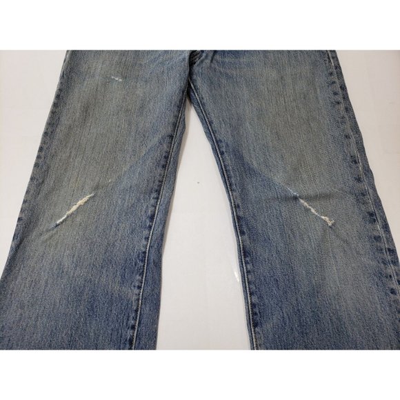 Levis 501 Mens Jeans Straight Leg Button Fly Light Wash Distressed Size 33x32 - Picture 4 of 10